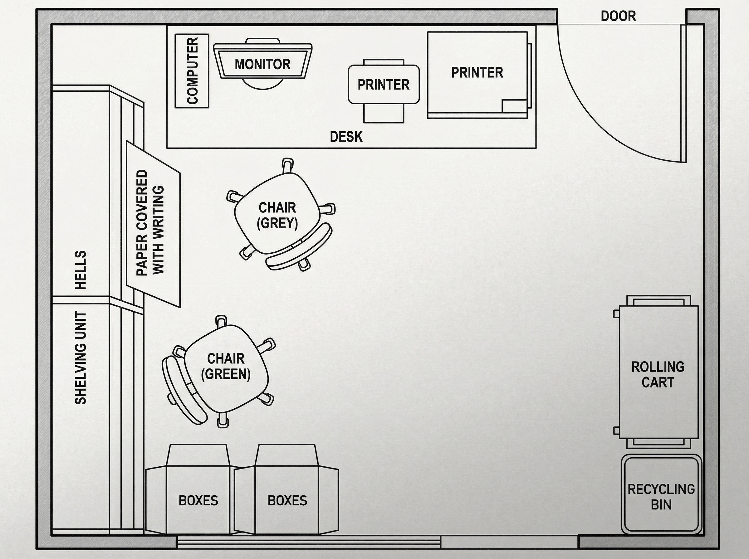 Generated top-down blueprint of the office